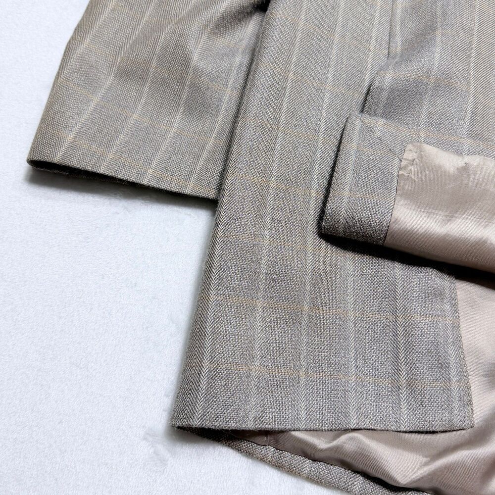 Joseph Abboud Sport Coat Men's 44L Silk Wool Windowpane Herringbone Soft